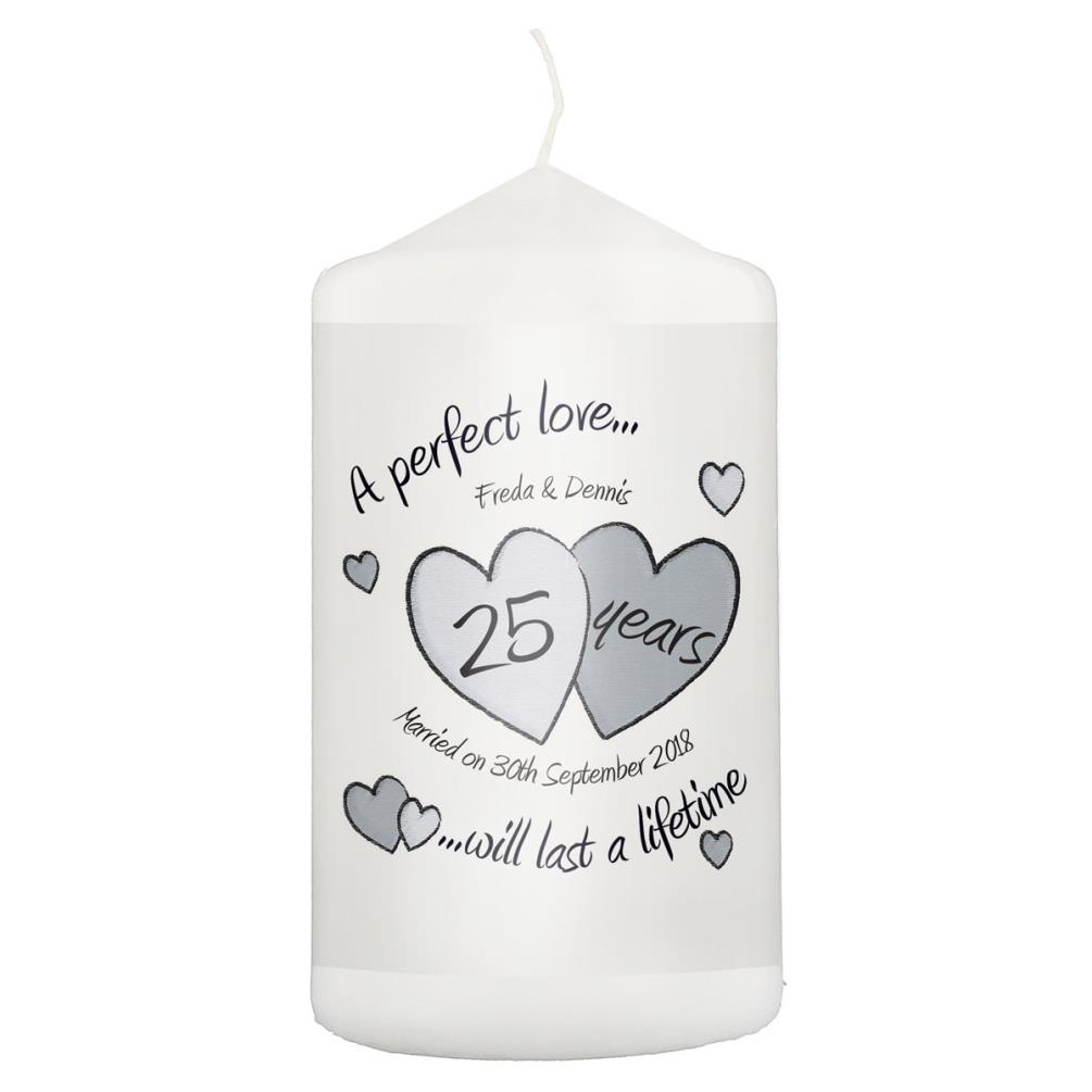 Personalised A Perfect Love Silver Anniversary Pillar Candle £11.69